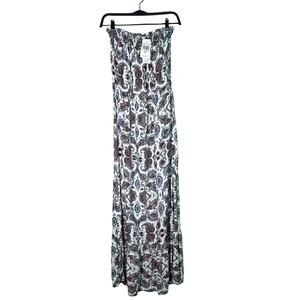 Speechless Paisley Print Strapless Maxi Sundress Women's Size M White/Blue NWT